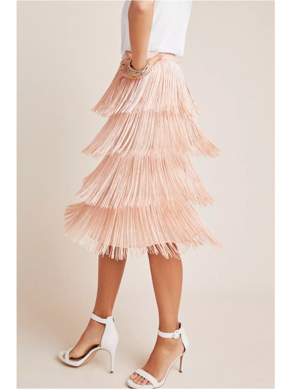 NWT Anthropologie Maeve Blush Velma Fringe Flapper Skirt - Picture 3 of 7